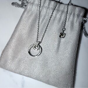 Swarovski Silver Necklace with Crystal Circle Pendant